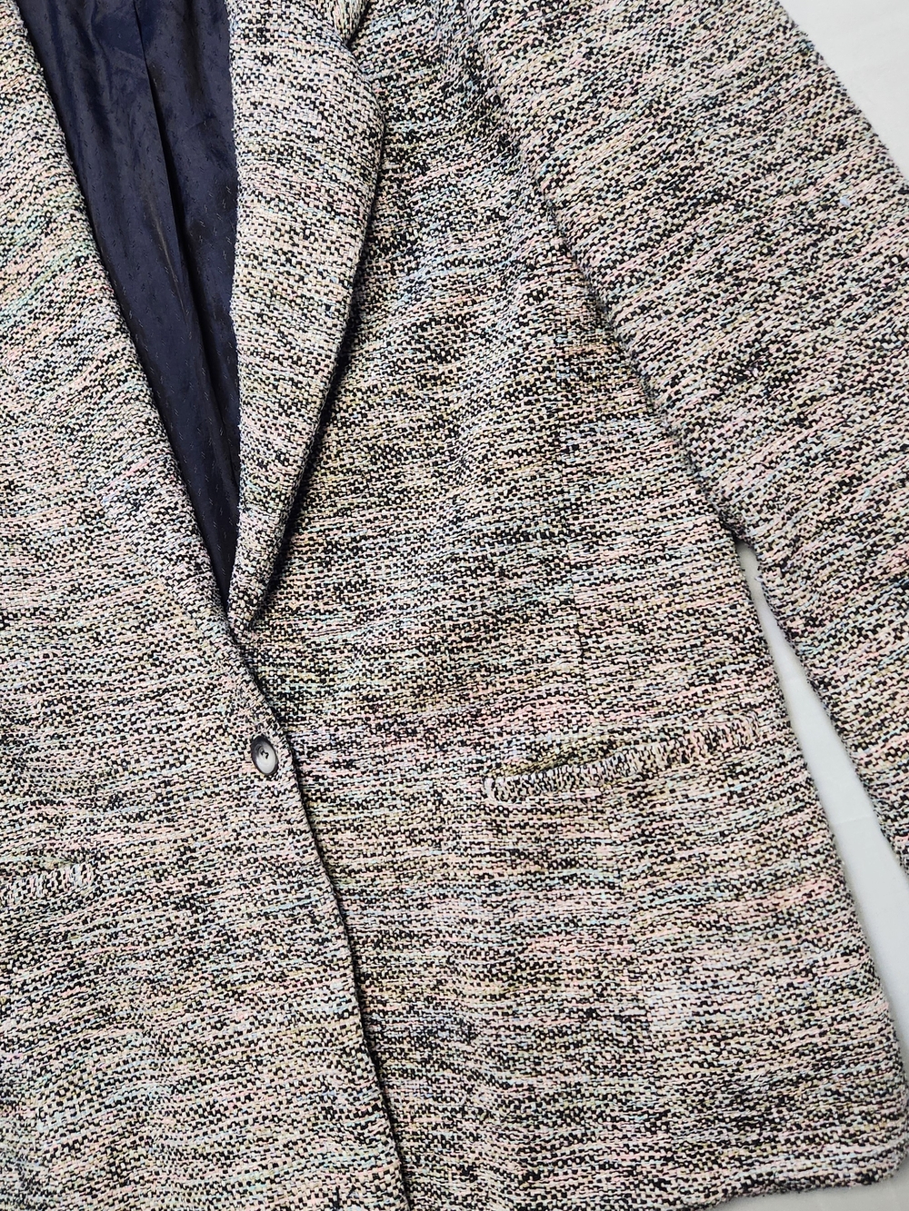 Vintage Earl Rutenberg Small MultiColor Handwoven Tweed Silk Blazer USA Heather - Picture 4 of 12